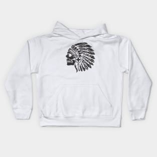 indian headdress and skull Kids Hoodie